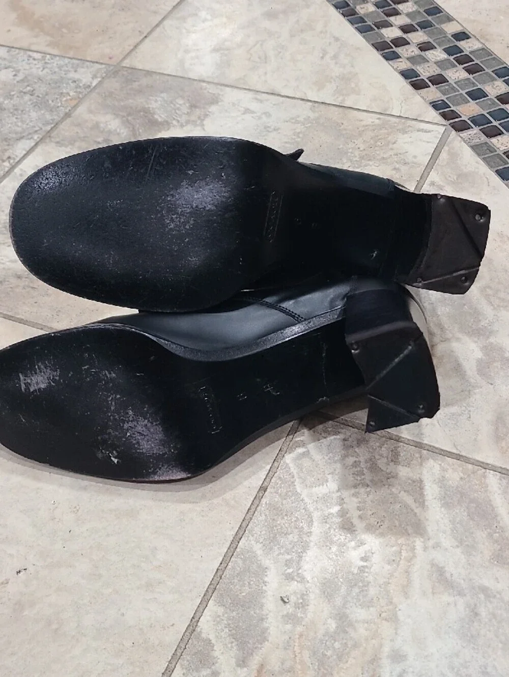 Coach Black Leather Women's Block Heel Slip-On Loafers 3